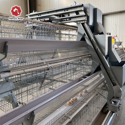 A-Type Layer Chicken Cage System with 3-Tier / 4-Tier Design, Automatic Feeding & Egg Collection, Hot-Dip Galvanized Steel for Poultry Farms