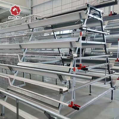 3-Tier / 4-Tier A-Type Layer Chicken Cage with Automatic Feeding & Egg Collection and Hot-Dip Galvanized Steel