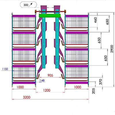 3/4 Tiers H Type Broiler Cage Chicken Farm Silver Color