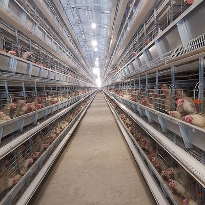 Multi-Tier H-Type Battery Cage System for Layer Hens Egg Production
