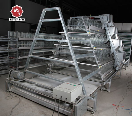 Silver Battery Baby Chicken Metal Cage Manure Cleaning For Farm